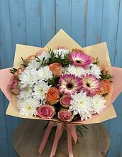 Букет цветов из:  Розы, Герберы и Хризантемы в Первомайском Забайкальского края