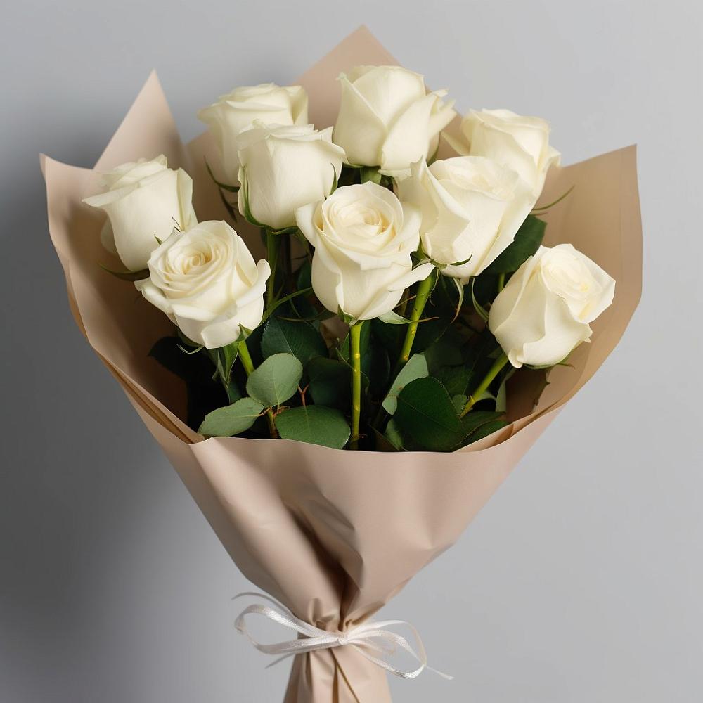 Букет 9 Белых роз Эдлесс Лав в Первомайском Забайкальского края