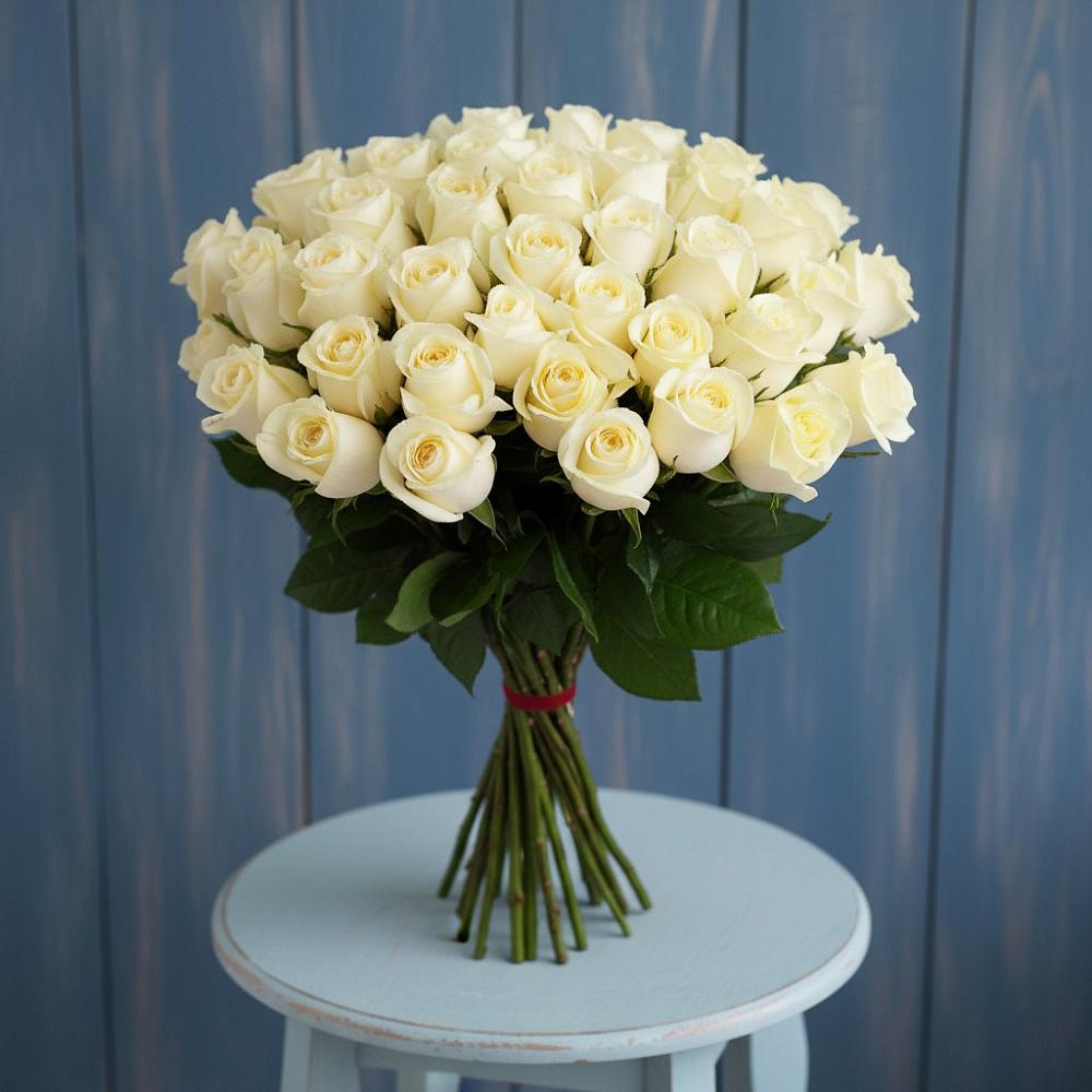 Букет 51 Белая роза Эдлесс Лав в Первомайском Забайкальского края