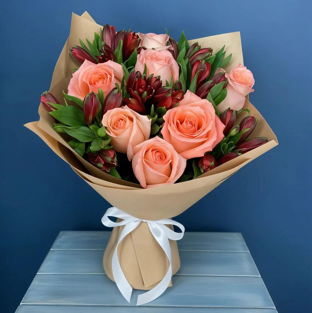 Букет цветов из: Розы и Альстромерии в Первомайском Забайкальского края