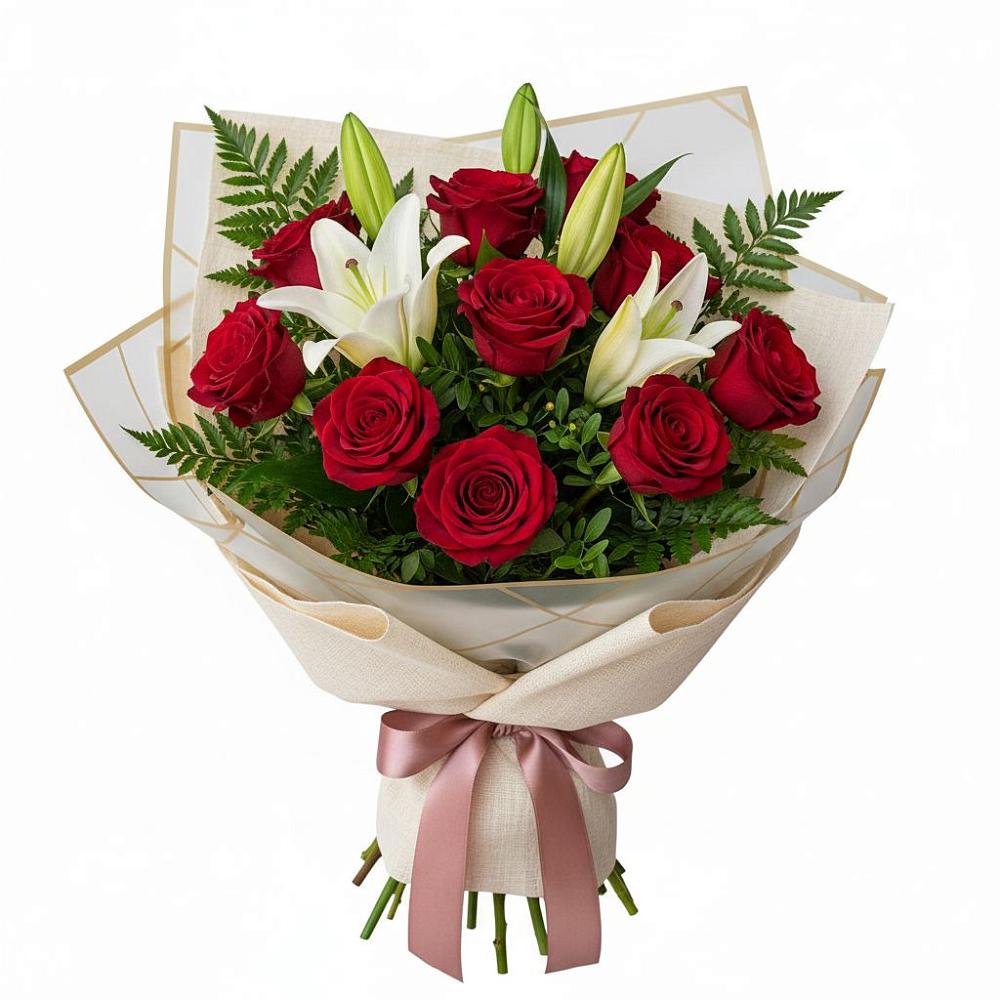 Букет цветов из: Лилии и Розы в Первомайском Забайкальского края