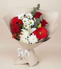 Букет цветов из:  Розы, Хризантемы, Герберы и Лилии в Первомайском Забайкальского края