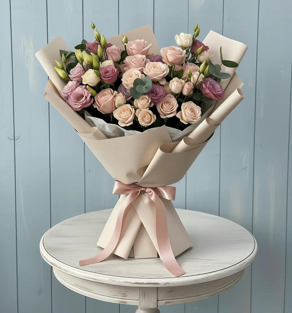 Букет цветов из: Розы и Лизиантусы в Первомайском Забайкальского края