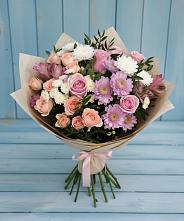 Букет цветов из:  Хризантемы, Розы и Альстромерии #REPLACE_PRED# Первомайском Забайкальского края