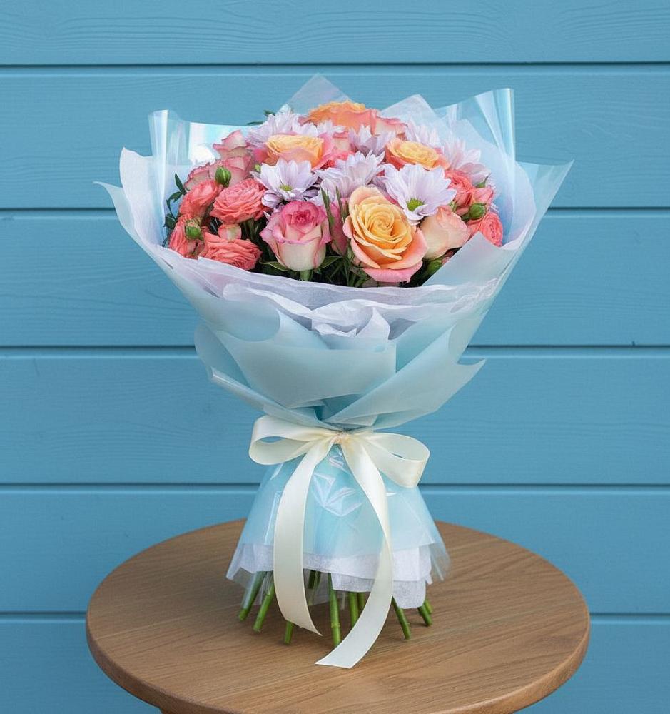 Букет цветов из: Хризантемы и Розы в Первомайском Забайкальского края